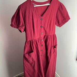 Red Button-Up Dress